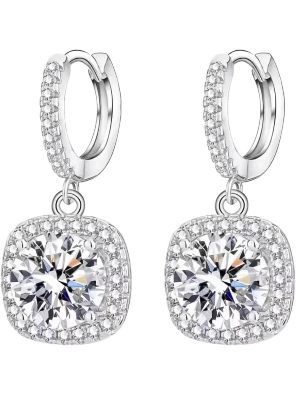 High-Carbon Diamond Hoop Earrings, Sterling Silver Cuff & Huggie Studs, 18K Gold